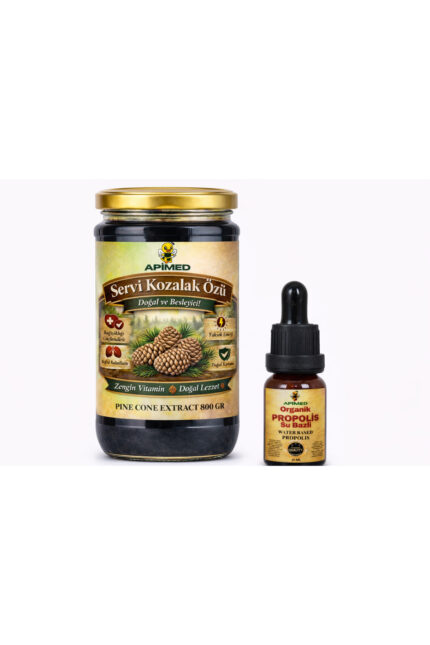 Servi Kozalak Özü 800 GR ve Su Bazlı Propolis(20ml) %100 Doğal Katkısız Çam Kozalağı Özü Yoğun Kıvam