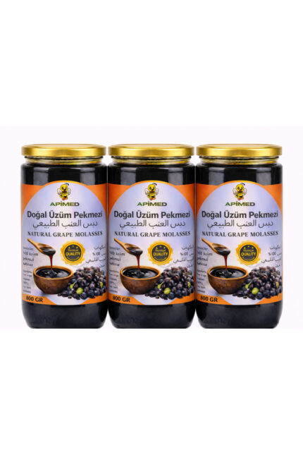 Doğal Üzüm Pekmezi 3*800 GR Katkısız Geleneksel Üretim Enerji ve