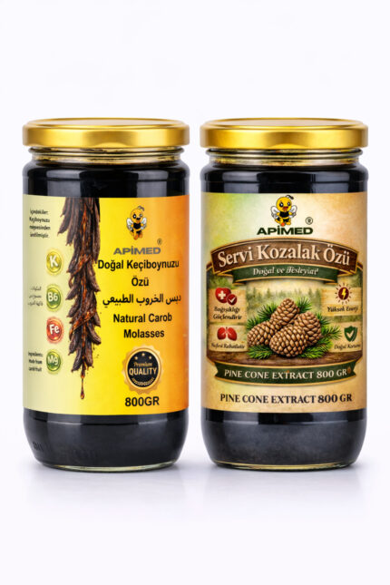 2’li Set Servi Kozalak Özü 800 GR + Keçiboynuzu Özü 800 GR Doğal Enerji Destekleyici