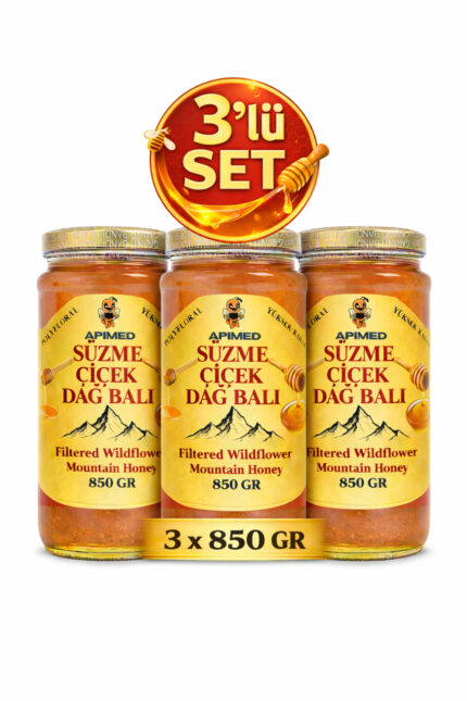 Süzme Çiçek Dağ Balı 3’lü Set 3×850 Gr | Bitlis Hizan Doğal Bal