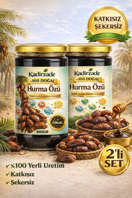 Doğal Hurma Özü 2*800 gr Katkısız Hurma Pekmezi – Şekersiz, Yoğun Kıvamlı, Enerji Kaynağı