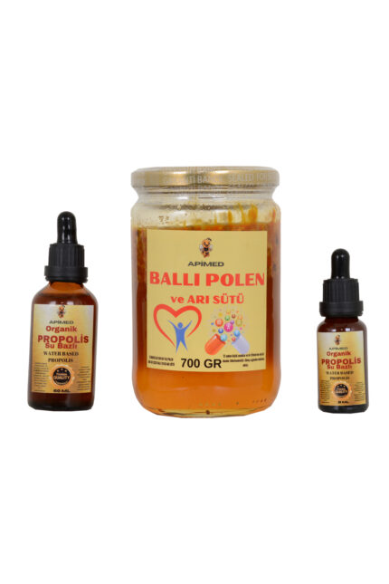 PROPOLİS SU BAZLI(20ML)+BALLI POLEN VE ARI SÜTÜ(700GR)+PROPOLİS SU BAZLI(50ML) SIHHAT SETİ