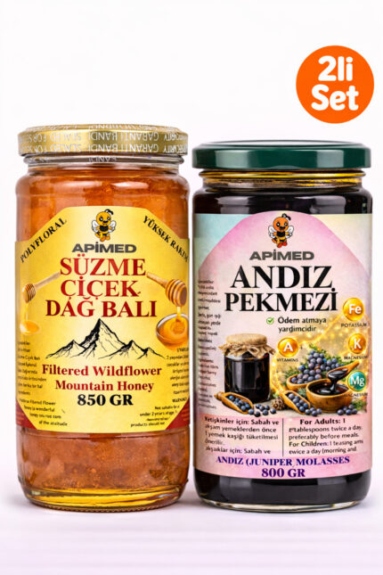 Süzme Çiçek Balı 850gr ve Andız Pekmezi 800gr Harika Fırsat Ekonomik Set